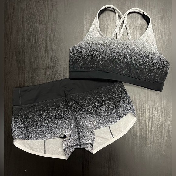 lululemon athletica Other - Lululemon Ombre Speckle 2.5" Speed Up Short (Sz 8) & Energy Bra (Sz 10)